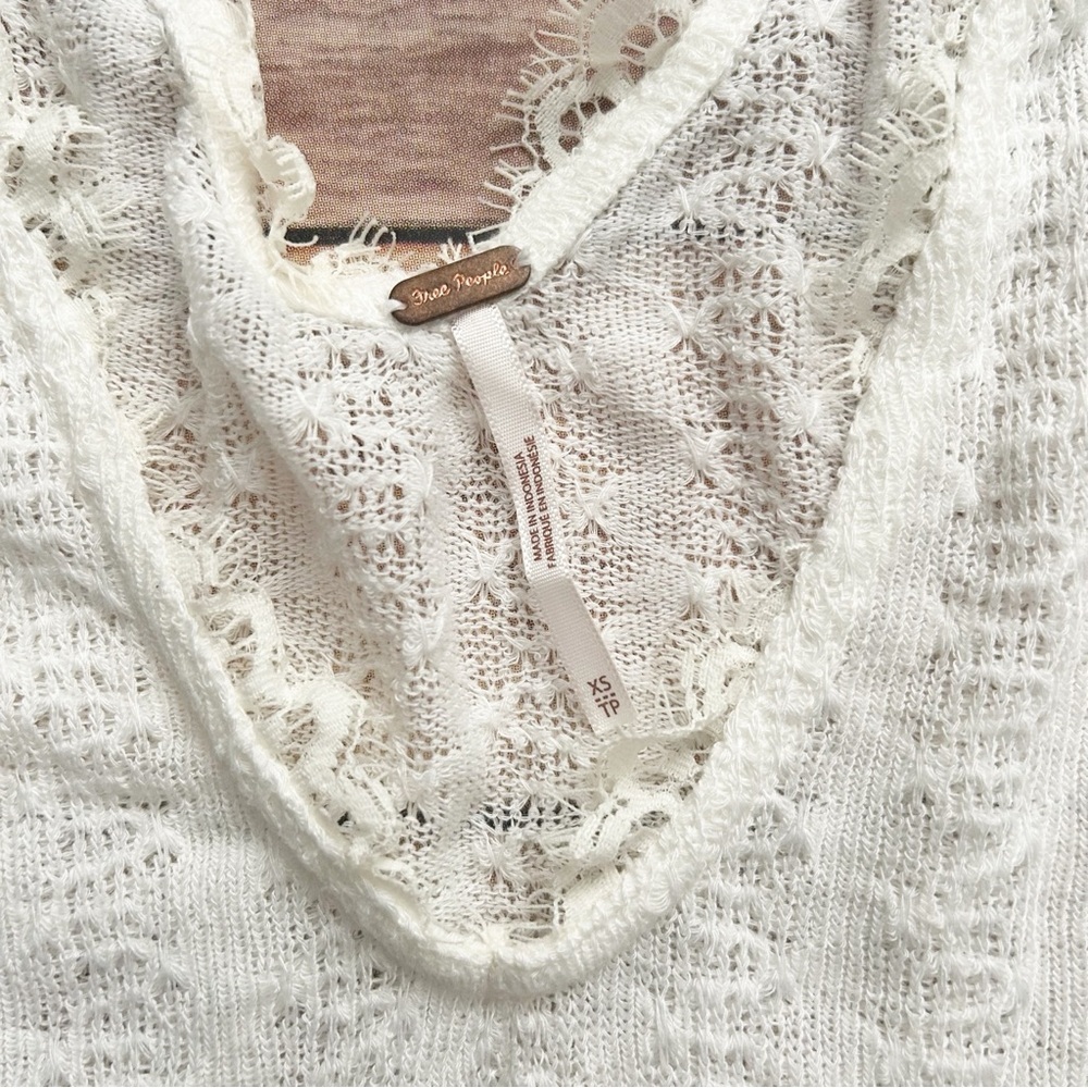 Free People Dream Girl Long Sleeve Pointelle Knit Top | Size XS - Picture 5 of 9